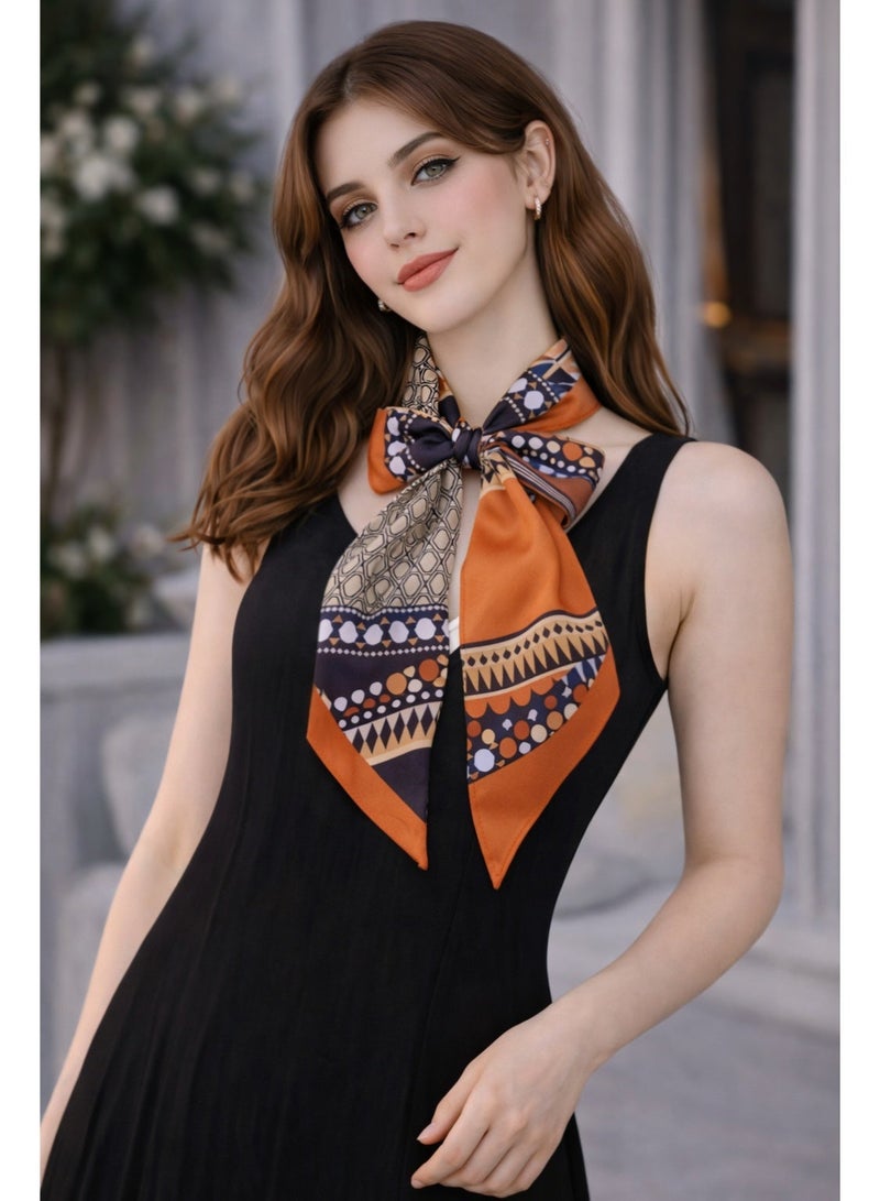 أولودينيز  وشاح حريري صغير للنساء – إكسسوار طويل نحيف بطبعات أنيقة - Image 1